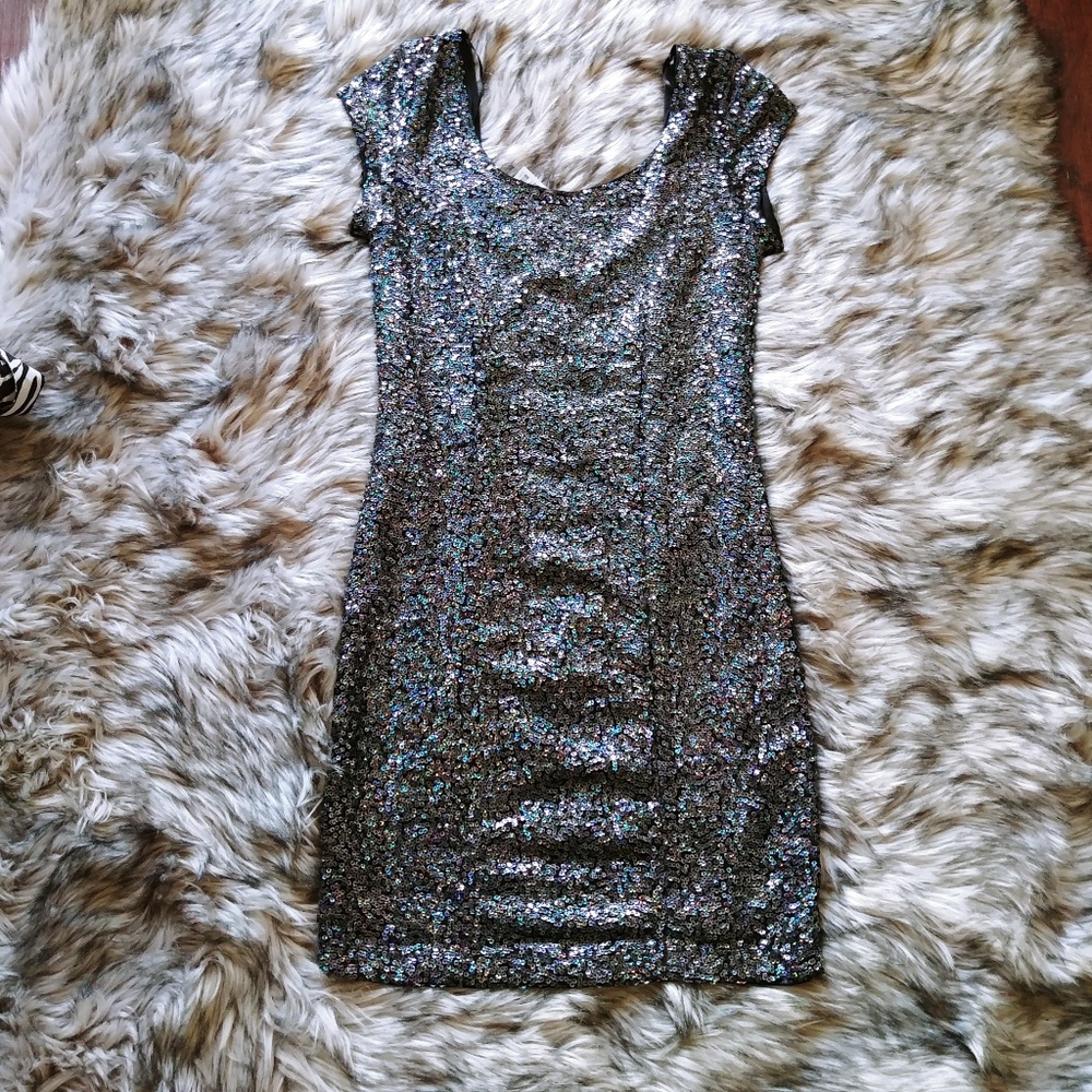 Divided sparkly mini dress